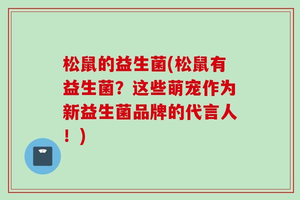 松鼠的益生菌(松鼠有益生菌？这些萌宠作为新益生菌品牌的代言人！)