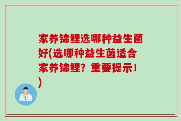 家养锦鲤选哪种益生菌好(选哪种益生菌适合家养锦鲤？重要提示！)