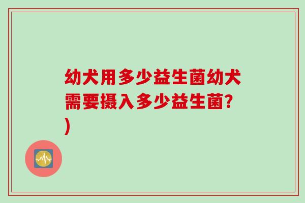 幼犬用多少益生菌幼犬需要摄入多少益生菌？)