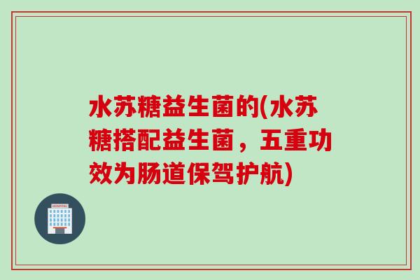 水苏糖益生菌的(水苏糖搭配益生菌，五重功效为肠道保驾护航)