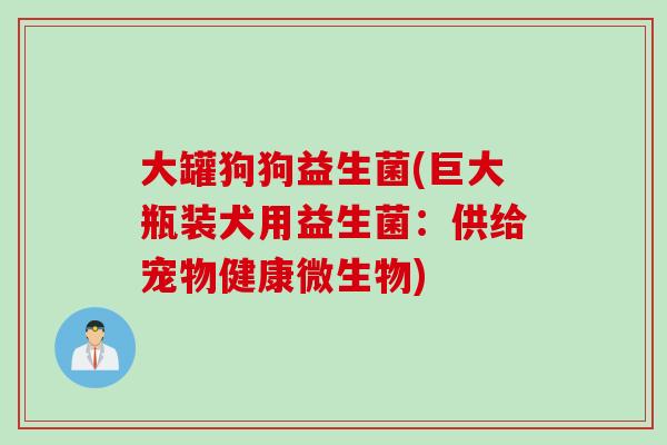 大罐狗狗益生菌(巨大瓶装犬用益生菌：供给宠物健康微生物)