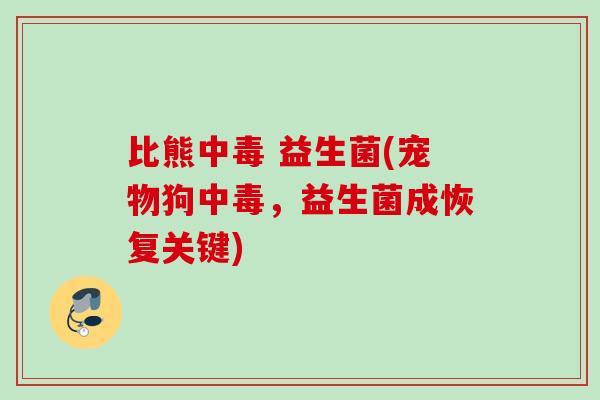 比熊中毒 益生菌(宠物狗中毒，益生菌成恢复关键)