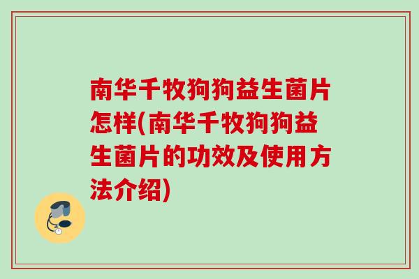 南华千牧狗狗益生菌片怎样(南华千牧狗狗益生菌片的功效及使用方法介绍)