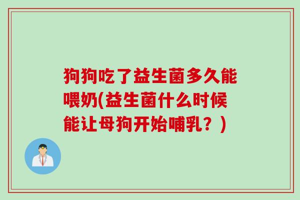 狗狗吃了益生菌多久能喂奶(益生菌什么时候能让母狗开始哺乳？)