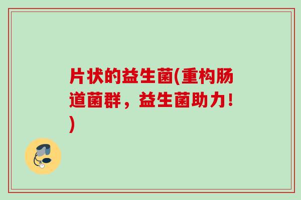 片状的益生菌(重构肠道菌群，益生菌助力！)
