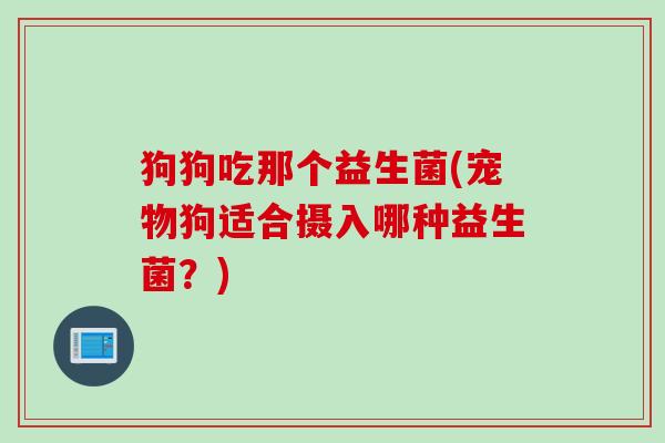 狗狗吃那个益生菌(宠物狗适合摄入哪种益生菌？)