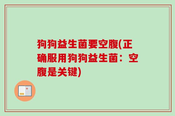 狗狗益生菌要空腹(正确服用狗狗益生菌:空腹是关键) 狗狗益生菌要空腹(正确服用狗狗益生菌:空腹是关键)
