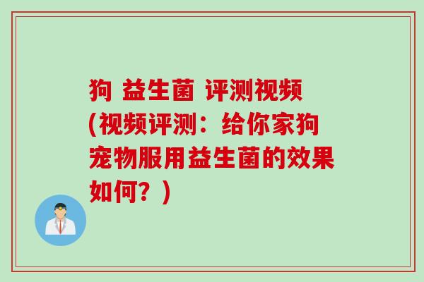 狗 益生菌 评测视频(视频评测：给你家狗宠物服用益生菌的效果如何？)
