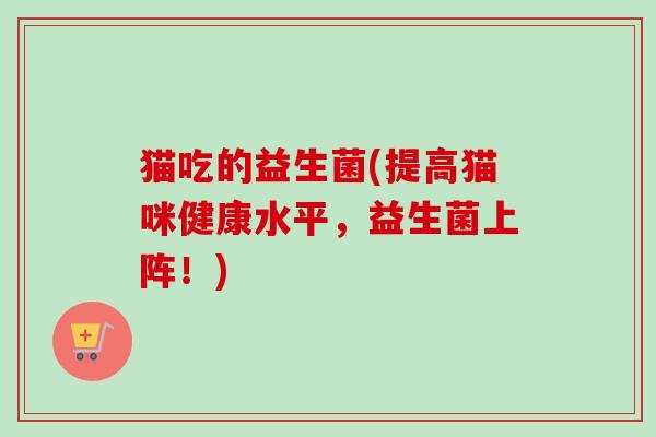 猫吃的益生菌(提高猫咪健康水平，益生菌上阵！)