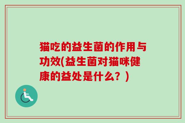 猫吃的益生菌的作用与功效(益生菌对猫咪健康的益处是什么？)