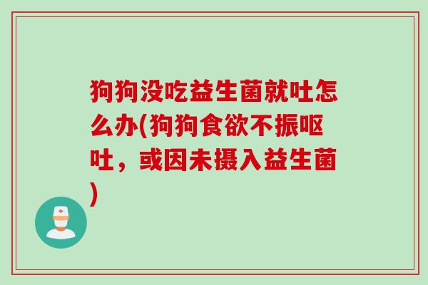 狗狗没吃益生菌就吐怎么办(狗狗不振，或因未摄入益生菌)