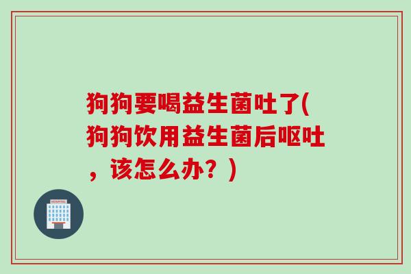 狗狗要喝益生菌吐了(狗狗饮用益生菌后，该怎么办？)