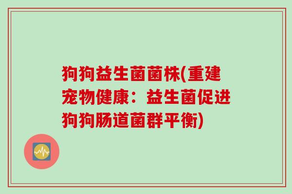 狗狗益生菌菌株(重建宠物健康：益生菌促进狗狗肠道菌群平衡)