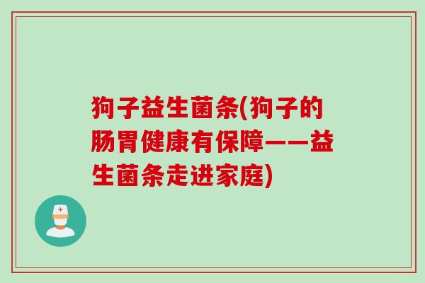狗子益生菌条(狗子的肠胃健康有保障——益生菌条走进家庭)