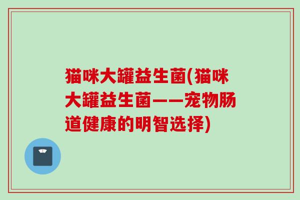 猫咪大罐益生菌(猫咪大罐益生菌——宠物肠道健康的明智选择)