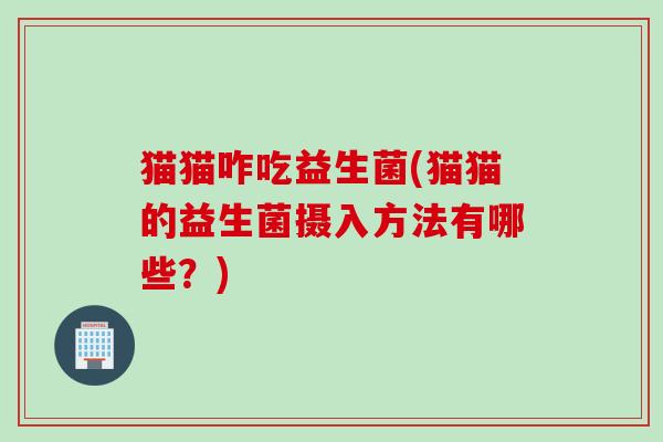 猫猫咋吃益生菌(猫猫的益生菌摄入方法有哪些?) 猫猫咋吃益生菌(猫猫的益生菌摄入方法有哪些?)