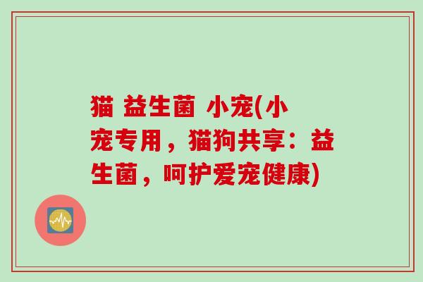 猫 益生菌 小宠(小宠专用，猫狗共享：益生菌，呵护爱宠健康)
