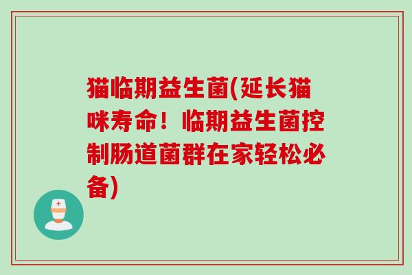 猫临期益生菌(延长猫咪寿命！临期益生菌控制肠道菌群在家轻松必备)