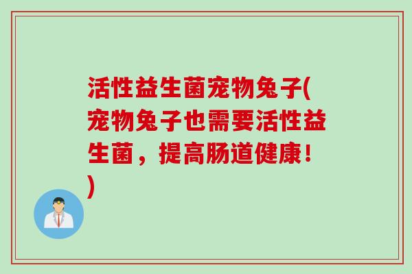 活性益生菌宠物兔子(宠物兔子也需要活性益生菌，提高肠道健康！)