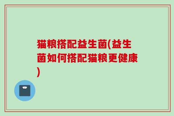 猫粮搭配益生菌(益生菌如何搭配猫粮更健康)