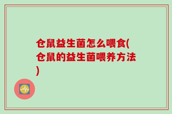 仓鼠益生菌怎么喂食(仓鼠的益生菌喂养方法) 仓鼠益生菌怎么喂食(仓鼠的益生菌喂养方法)