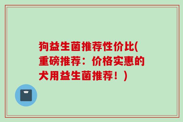 狗益生菌推荐性价比(重磅推荐：价格实惠的犬用益生菌推荐！)