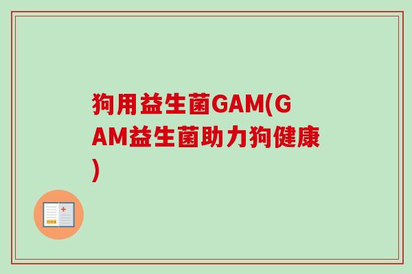狗用益生菌GAM(GAM益生菌助力狗健康)