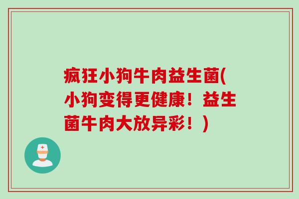 疯狂小狗牛肉益生菌(小狗变得更健康！益生菌牛肉大放异彩！)