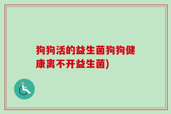 狗狗活的益生菌狗狗健康离不开益生菌)