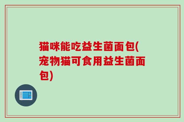 猫咪能吃益生菌面包(宠物猫可食用益生菌面包)