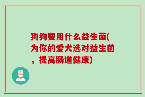 狗狗要用什么益生菌(为你的爱犬选对益生菌，提高肠道健康)