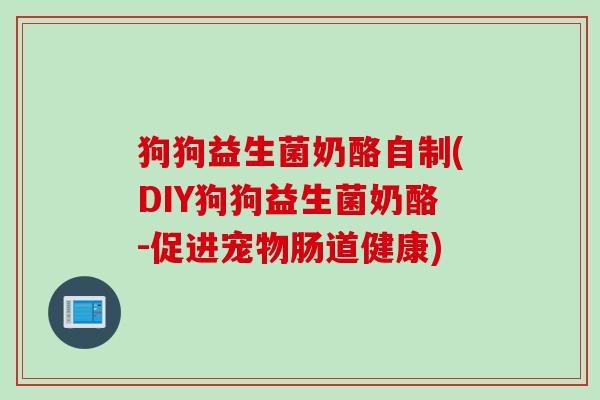 狗狗益生菌奶酪自制(DIY狗狗益生菌奶酪-促进宠物肠道健康)