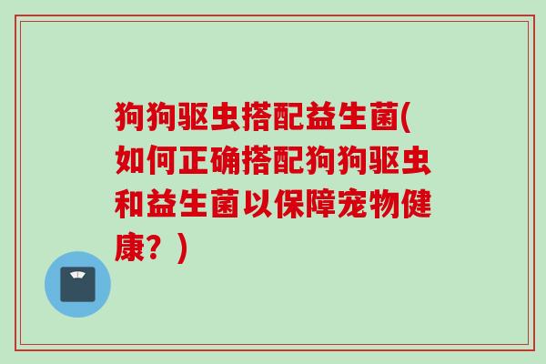 狗狗驱虫搭配益生菌(如何正确搭配狗狗驱虫和益生菌以保障宠物健康？)