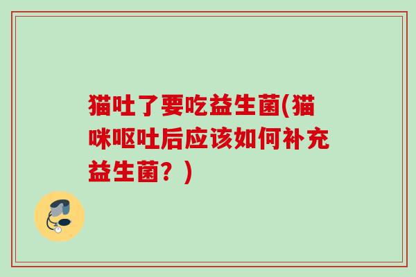 猫吐了要吃益生菌(猫咪后应该如何补充益生菌？)
