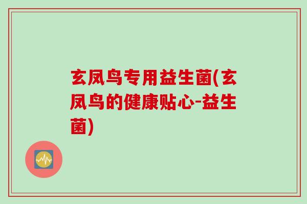 玄凤鸟专用益生菌(玄凤鸟的健康贴心-益生菌)