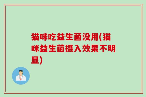 猫咪吃益生菌没用(猫咪益生菌摄入效果不明显) 猫咪吃益生菌没用(猫咪益生菌摄入效果不明显)