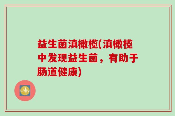益生菌滇橄榄(滇橄榄中发现益生菌，有助于肠道健康)