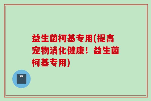 益生菌柯基专用(提高宠物消化健康！益生菌柯基专用)