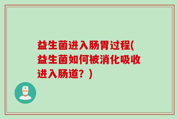 益生菌进入肠胃过程(益生菌如何被消化吸收进入肠道？)