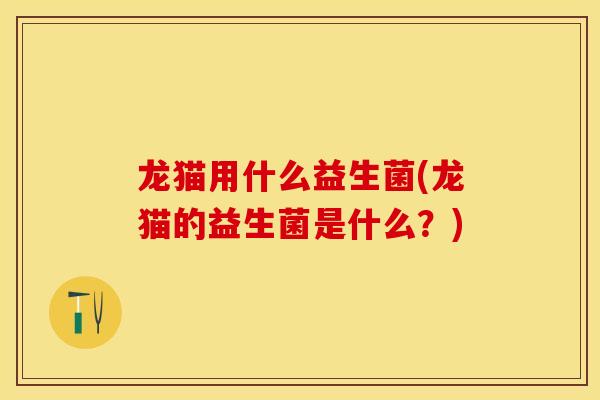 龙猫用什么益生菌(龙猫的益生菌是什么？)