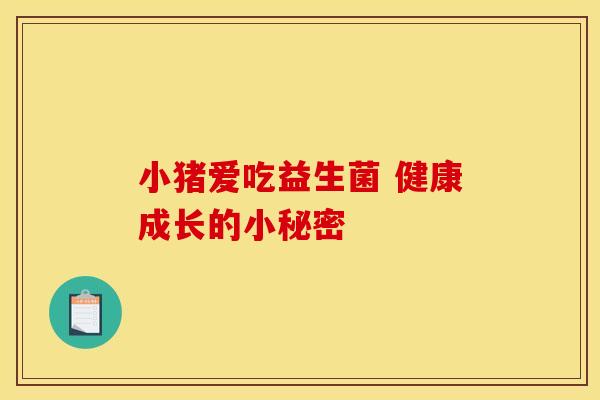小猪爱吃益生菌 健康成长的小秘密