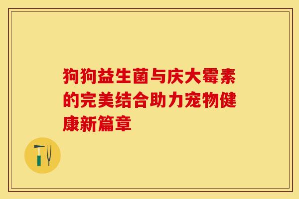 狗狗益生菌与庆大霉素的完美结合助力宠物健康新篇章