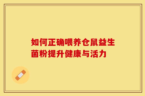 如何正确喂养仓鼠益生菌粉提升健康与活力