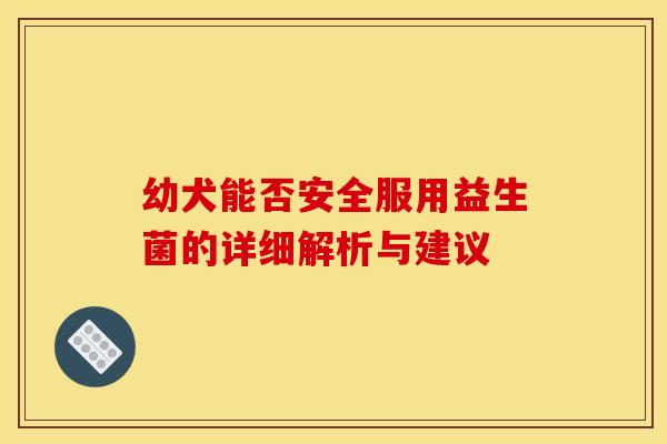 幼犬能否安全服用益生菌的详细解析与建议