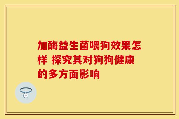 加酶益生菌喂狗效果怎样 探究其对狗狗健康的多方面影响