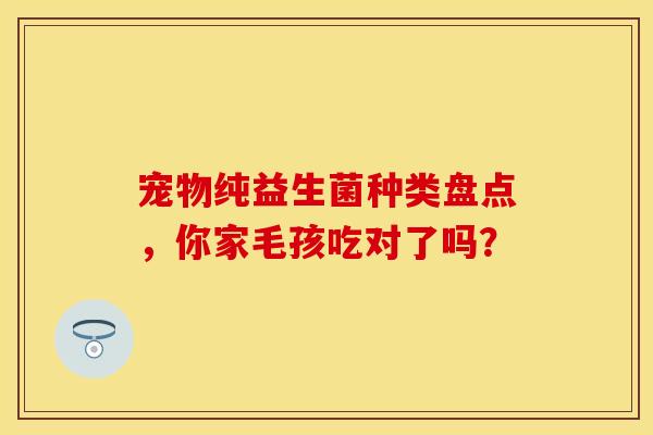 宠物纯益生菌种类盘点，你家毛孩吃对了吗？