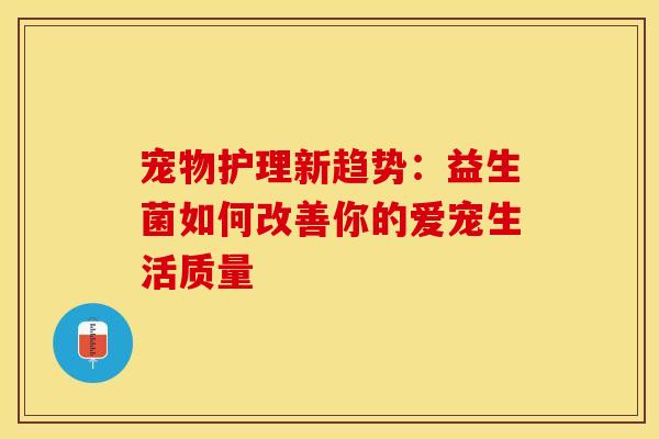 宠物护理新趋势：益生菌如何改善你的爱宠生活质量