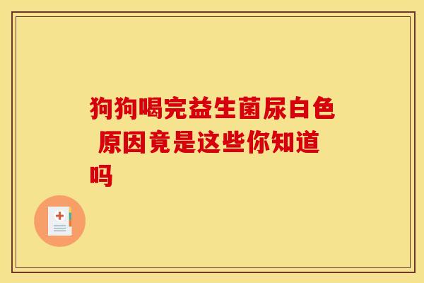 狗狗喝完益生菌尿白色 原因竟是这些你知道吗