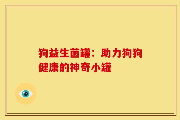 狗益生菌罐：助力狗狗健康的神奇小罐