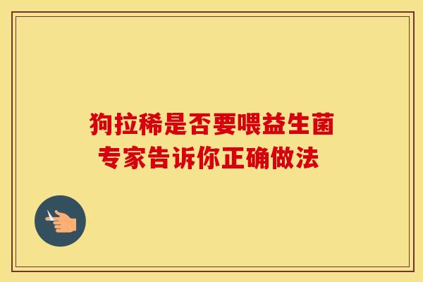 狗拉稀是否要喂益生菌 专家告诉你正确做法 狗拉稀是否要喂益生菌 专家告诉你正确做法